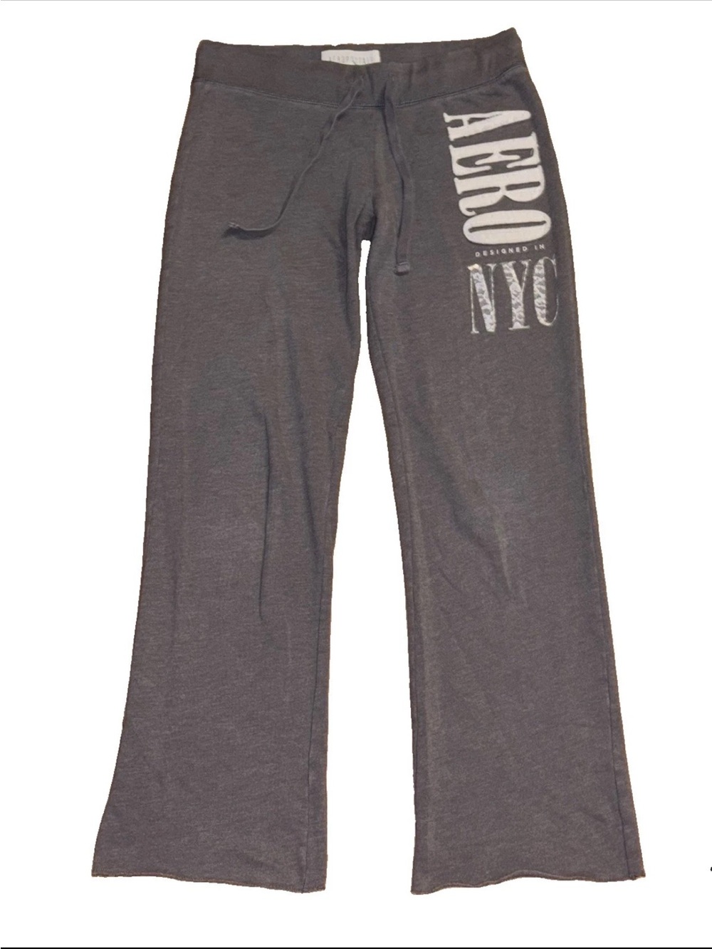 Aeropostale NYC Y2K Lowrise Wide Leg Raised Spell Out Logo Sweat Pants Woman’s M